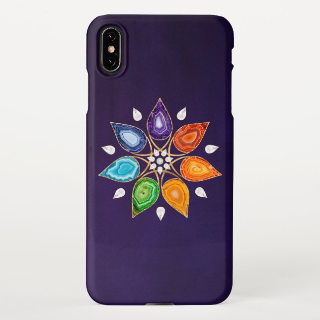 Coque iPhone Geode Chakras Mandala - Lotus Petals (Dos)