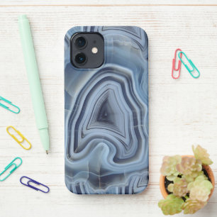 Coque iPhone 12 Géode d'Agate Smoky Bleu