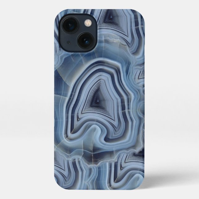 Coque iPhone Géode d'Agate Smoky Bleu (Verso)