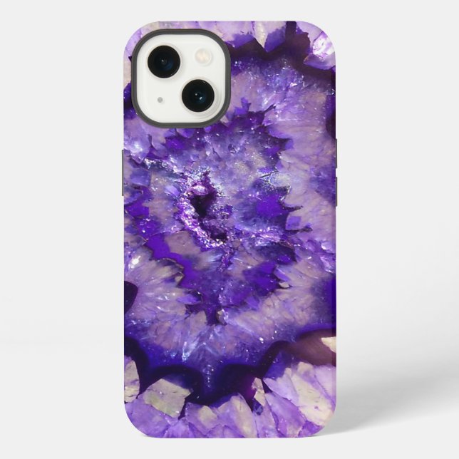 Coque iPhone Géode d'agate violet tombé (Verso)