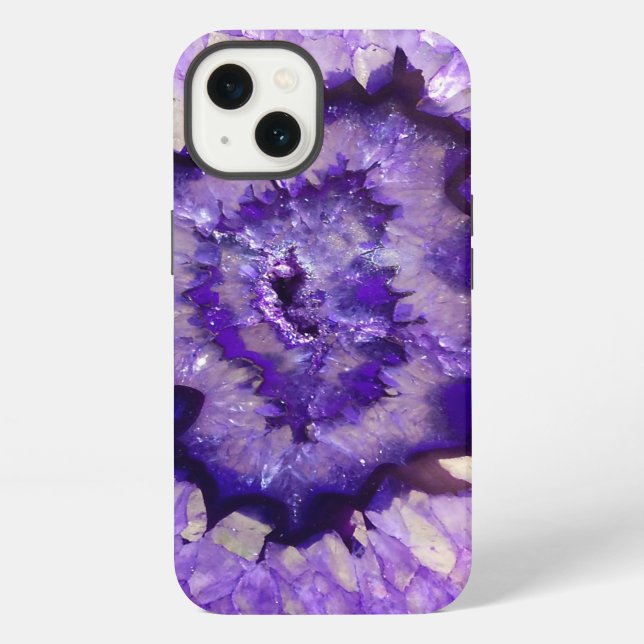 Coque iPhone Géode d'agate violet tombé (Verso)