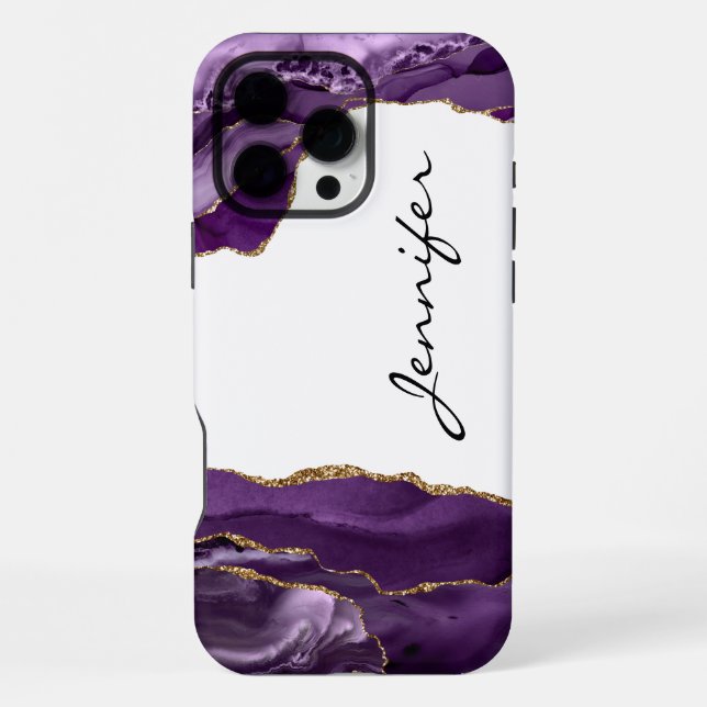 Coque iPhone Géode de pierre Agate violet iPhone (Verso)