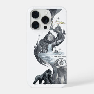 Coque iPhone 15 Pro “Geometric Gorilla iPhone Case – Silver Jungle 