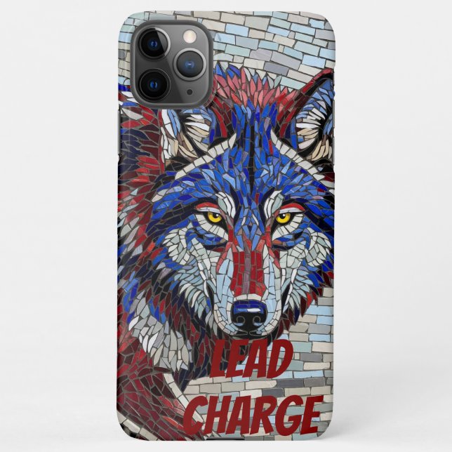 Coque iPhone Geometric Mosaic Alpha Wolf Phone Case (Dos)