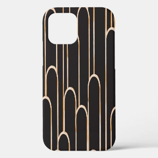 Coque iPhone 12 Géométrie Art Déco : Papier peint or Aquarelle