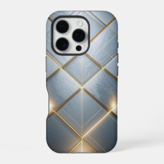 Coque iPhone 16 Pro Géométrie dorée Marbre Luxe Motif