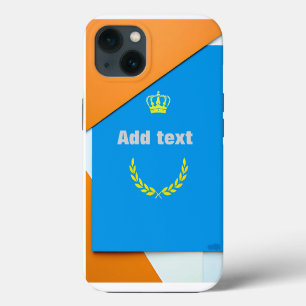 Etui iPhone 13 Géométrie Moderne Symbole Bleu Orange Style Abstra