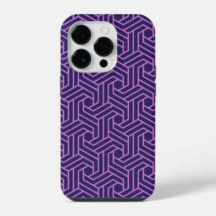 Coque Pour iPhone 14 Plus géométrie rose abstraite avec fond violet