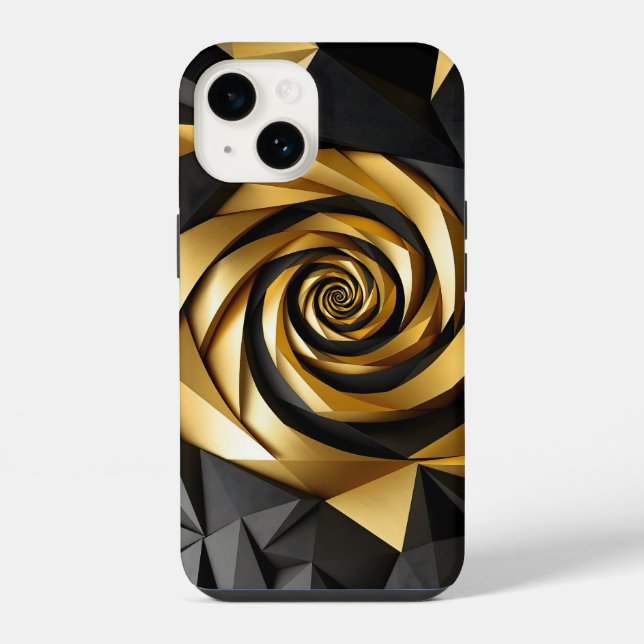 Coque iPhone Géométrie spirale dorée (Verso)
