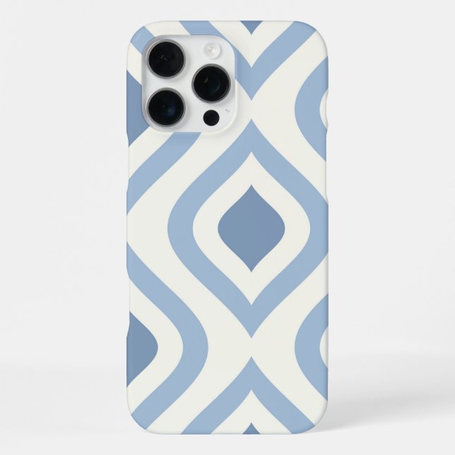 Coque iPhone Géométrique abstrait, bleu et blanc cassé (Verso)