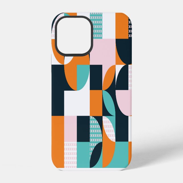 Coque iPhone Géométrique Abstraite : Effet 3D coloré. (Verso)