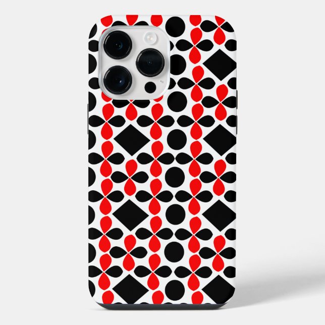 Coque iPhone Géométrique noir rouge (Verso)