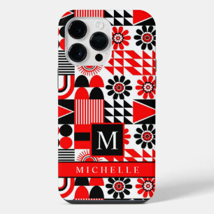 Coque Pour Pour iPhone 14 Pro Max Géométrique Noir Rouge Blanc Personnalisable