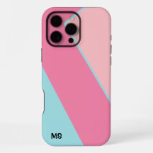Géométrique rose et bleu pastel moderne monogrammé