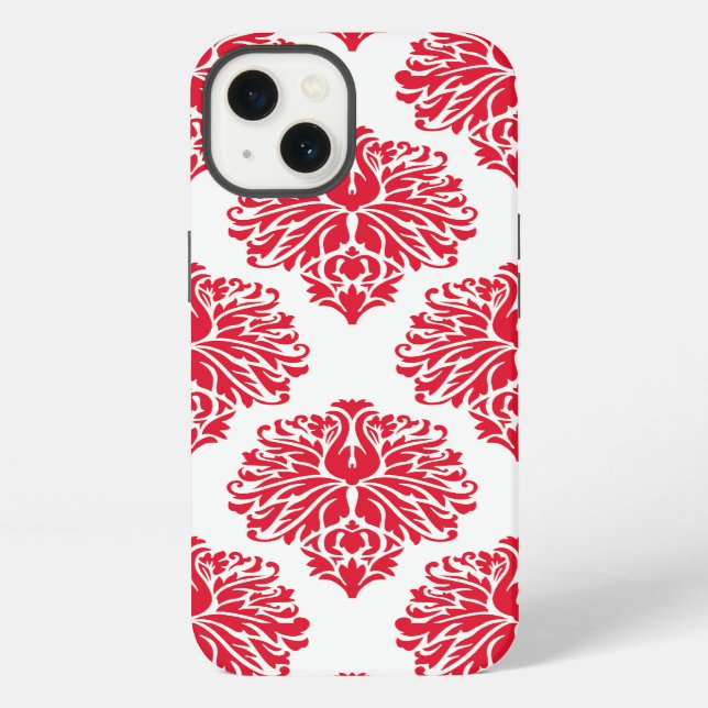 Coque iPhone Géranium Damassé Élégant (Verso)