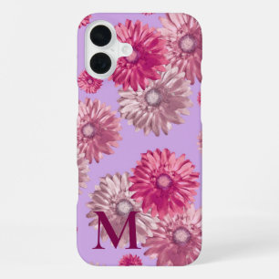 Coque iPhone 16 Plus Gerbera rose Fleurs marguerites sur Lavender Flora
