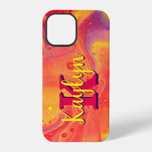 Coque iPhone 12 Pro Gibier Red Purple Acrylic Flow Art