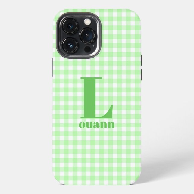 Coque iPhone gingham vert citron (Verso)