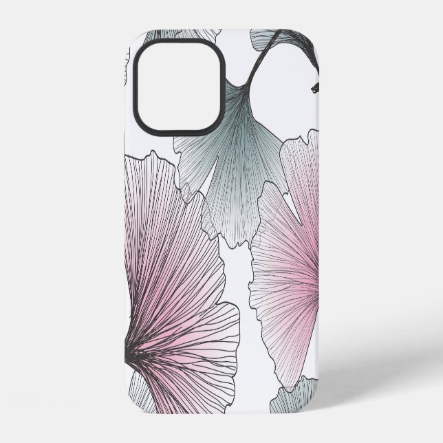 Coque iPhone Gingko biloba dessiné à la main. (Verso)