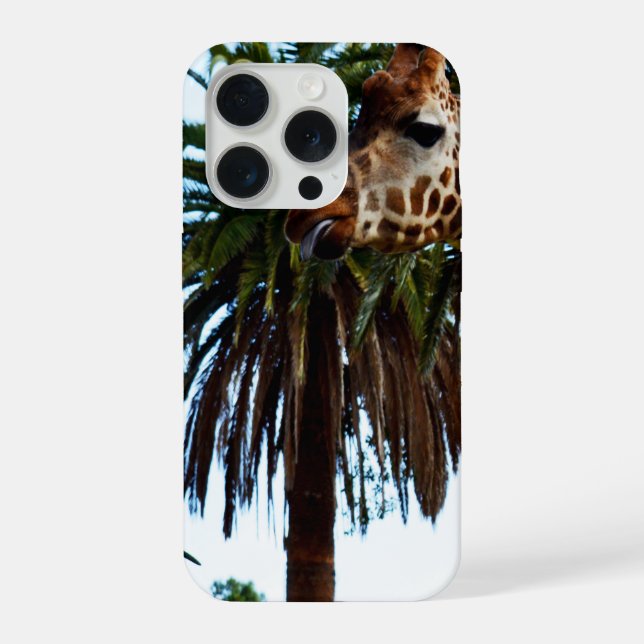 Coque iPhone Girafe drôle donnant une framboise, (Verso)