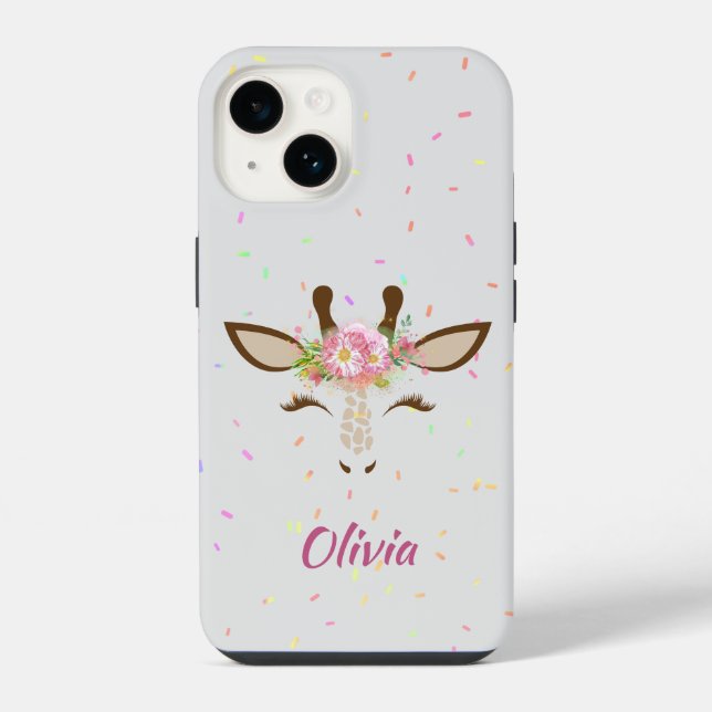 Coque iPhone Giraffe florale saupoudrera les enfants (Verso)