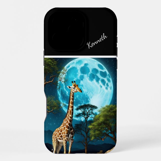 Coque iPhone Giraffe sous le clair de lune (Verso)