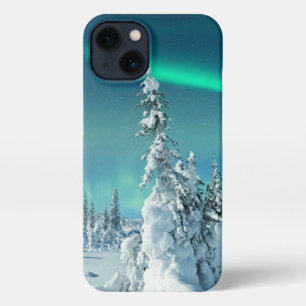 Etui iPhone 13 Glace et neige   Northern Lights, Laponie, Finland