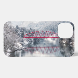 Etui iPhone 13 Glace et neige   Pont rouge en hiver, Japon
