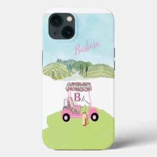Etui iPhone 13 Glam Glitz Monogramme Nom Rose Gold Golf Panier
