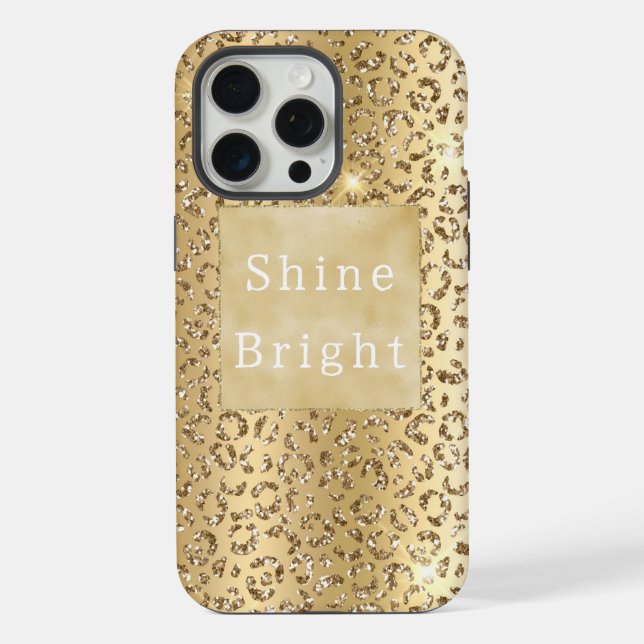 Coque iPhone Glam Jaune Or Paillettes Léopard (Verso)