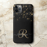Coque iPhone Glam Parties scintillant or diamant étincelle Élég<br><div class="desc">Create your own personalized black and gold diamond sparkle iPhone case with your custom monogram and name.</div>