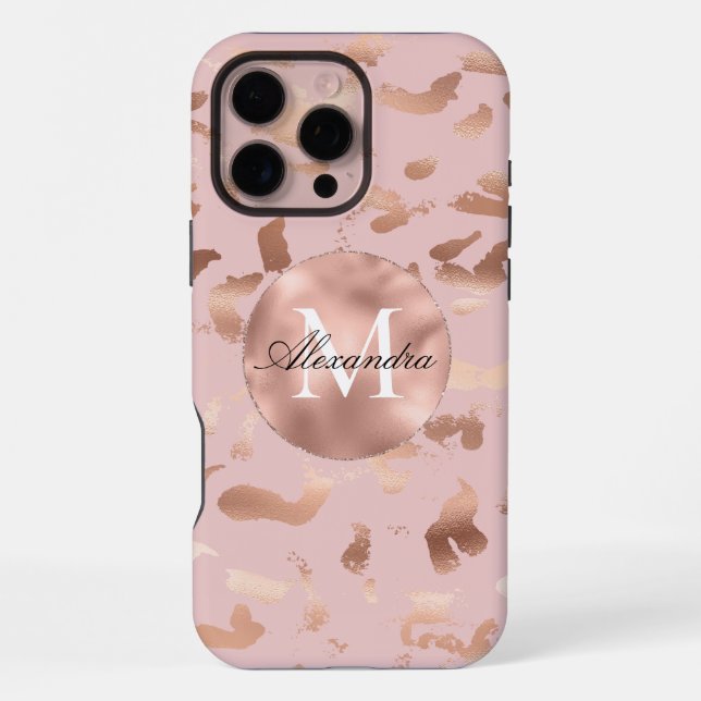 Coque iPhone Glam Rose Gold Blush Abstrait (Verso)
