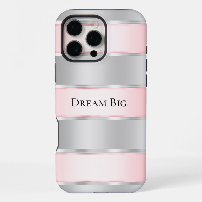 Coque iPhone Glam Silver Blush Ruban Rose  (Verso)
