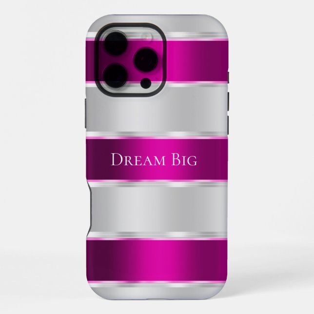 Coque iPhone Glam SIlver Chic Ruban Rose  (Verso)