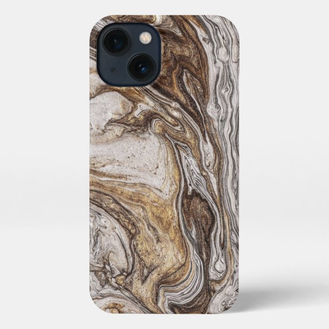 Coque iPhone glamour 001 couleurs marron liquide (Verso)