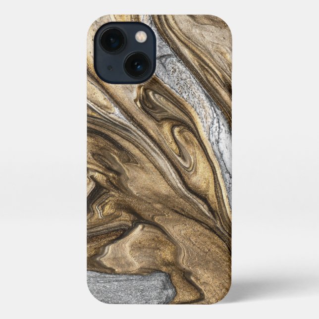Coque iPhone glamour 002 liquide couleurs marron (Verso)