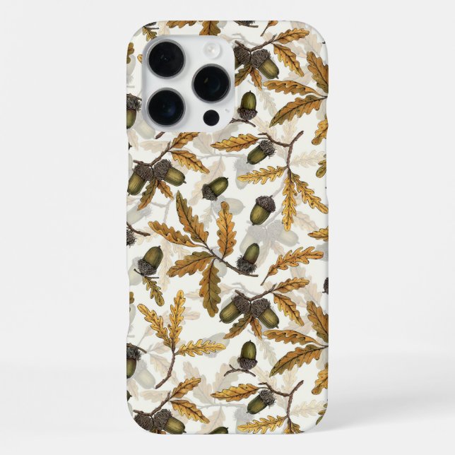 Coque iPhone Glands de chêne et feuilles de chêne sur fond blan (Verso)