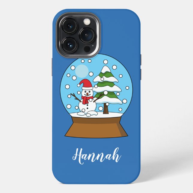 Coque iPhone Globe des neiges avec Snowman et Pine Tree | Perso (Verso)