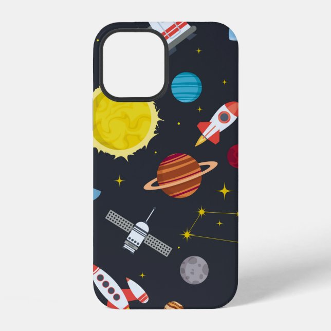 Coque iPhone Globe spatial de fusée système solaire et planète  (Verso)