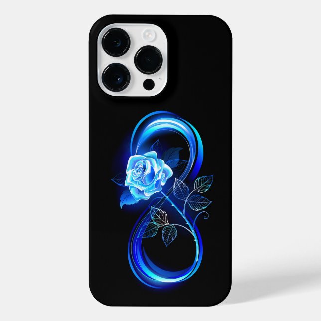 Coque iPhone Glowing infinity with blue rose (Verso)