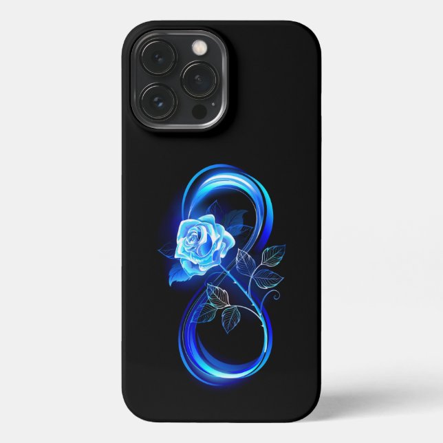 Coque iPhone Glowing infinity with blue rose (Verso)