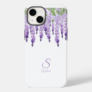 Coque Pour iPhone 14 Glycine à l'aquarelle Monogramme de nom personnali