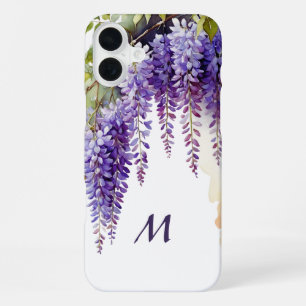 Coque iPhone 16 Plus Glycine Violette Élégante Aquarelle Florale