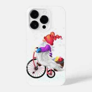 Coque Pour iPhone 14 Plus Gnome de Noël avec vélo et cadeaux