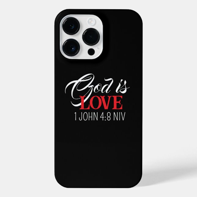 Coque iPhone God is Love Black and Red Bible Verse Faith (Verso)