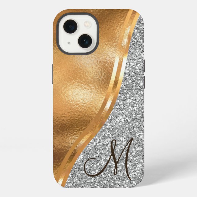 Coque iPhone Gold Faux Foil, Nom et Monogramme Coque-Mate iPhon (Verso)