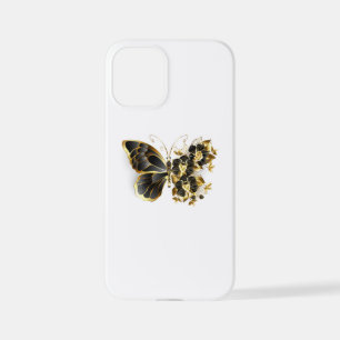 Coque iPhone 12 Mini Gold flower Butterfly with Black Orchid