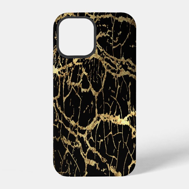 Coque iPhone Gold Marbling Texture : Elément Design Luxe (Verso)