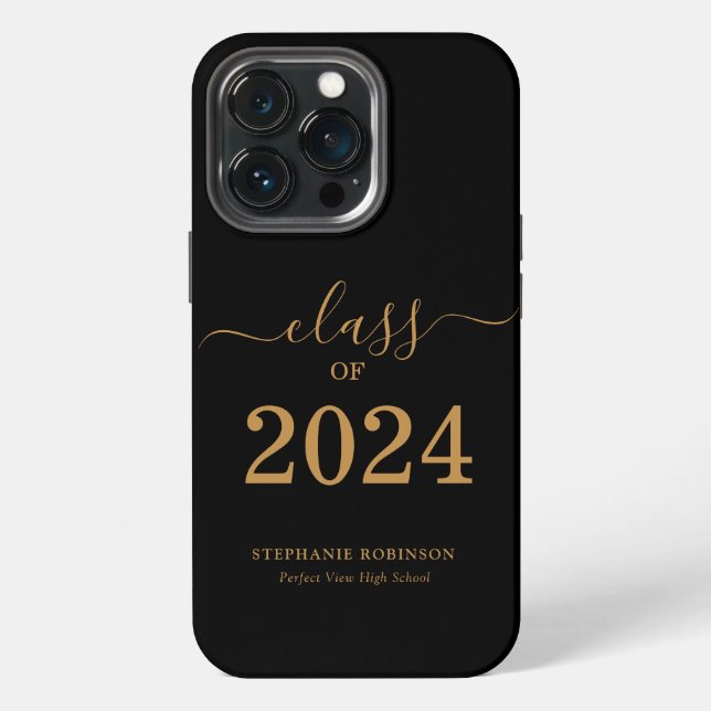 Coque iPhone Gold Script Class of 2024 Graduation (Dos)