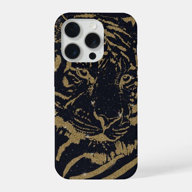 Coque iPhone Gold Tiger noir Design (Verso)